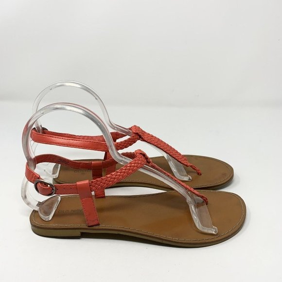 Old Navy Faux‎ Leather Strappy Red Slingback Sandals 8 - Picture 3 of 7